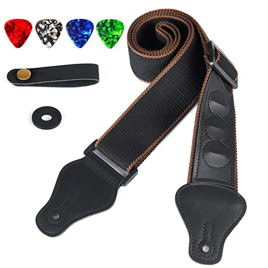 Musical Instrument Set - 7 adet/takım Gitar Askısı Siyah PU