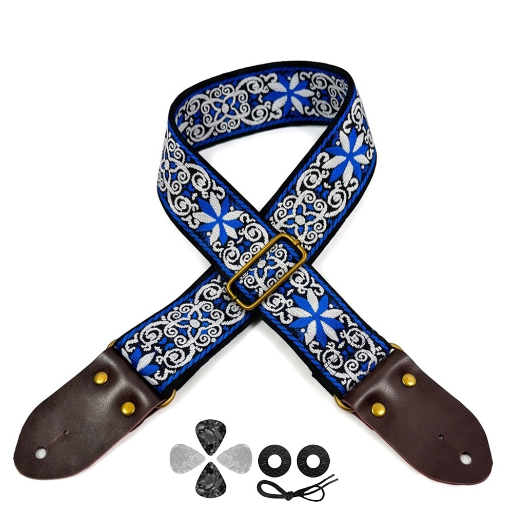 Musical Instrument Art - Nakışlı Baskılı Gitar Askısı Vintage Etnik