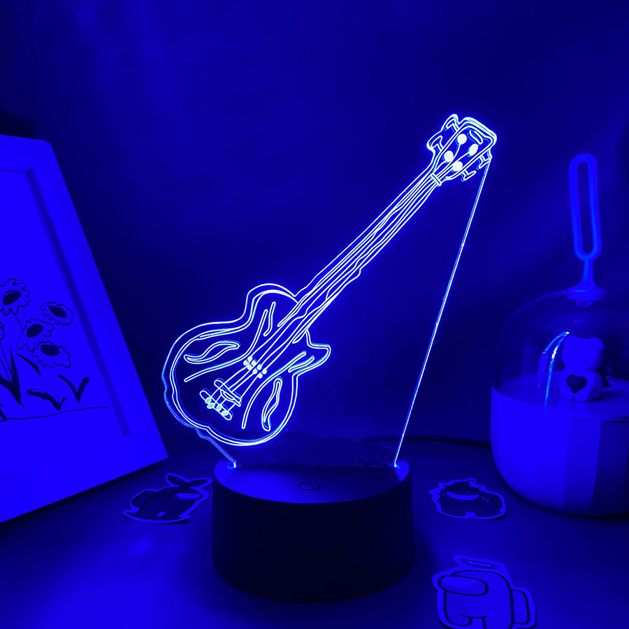 Musical Instrument No Touch - Gitar 3D İllüzyon LED Gece Lambası