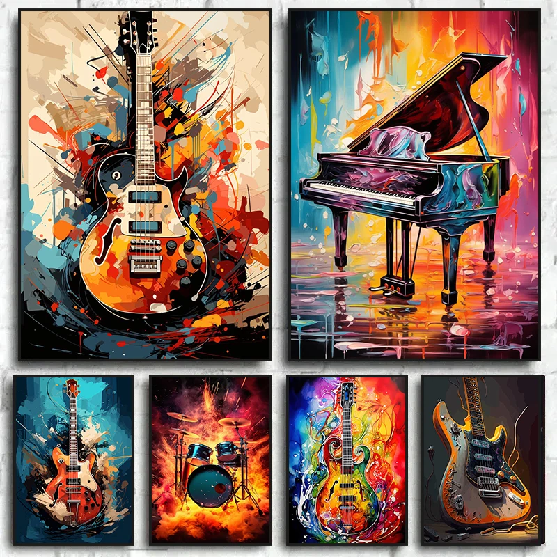 Soyut Renkli Sanat Müzik Aletl - Musical Instrument Art incelemesi ve fiyatı